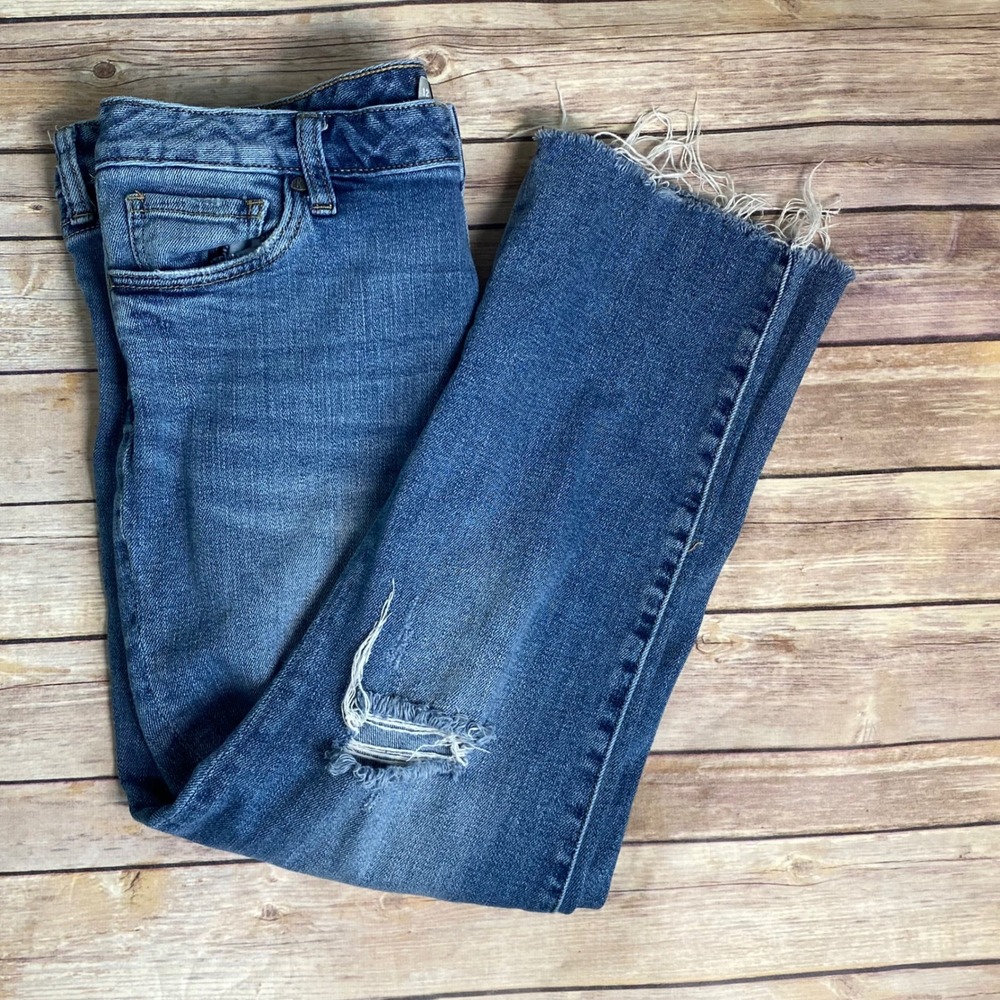 Kut from the Kloth Reese Ankle Straight Leg Distressed Jeans Medium Wash-12 2